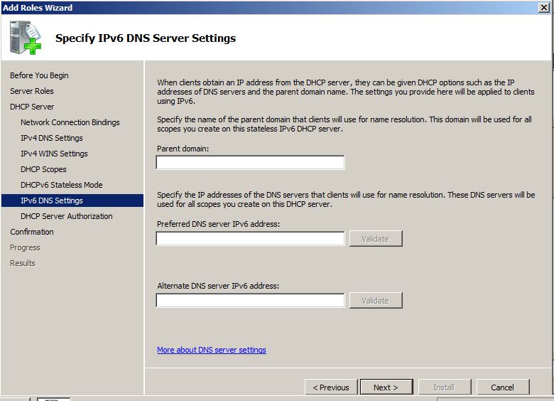 IPv6 DNS Settings